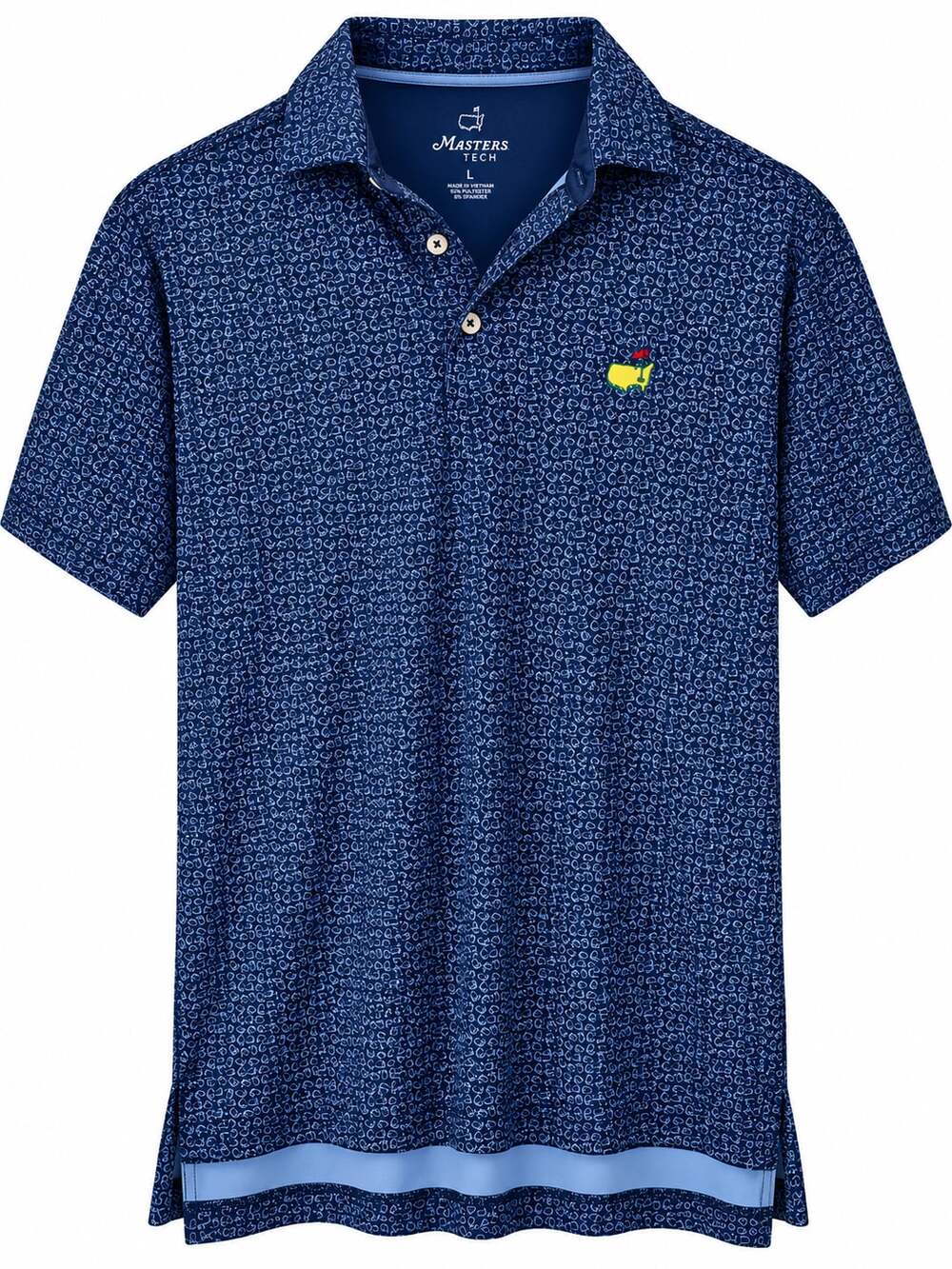 Men’s Masters Tech Golf Polo Size S Navy Blue Icon Print